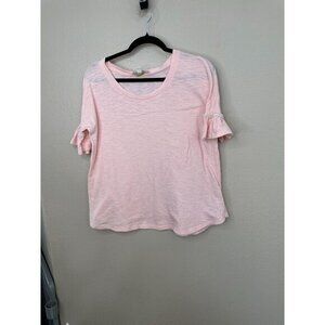Weekend Suzanne Betro Womens Pink Blouse Small 3/4 sleeve round‎ neck cotton